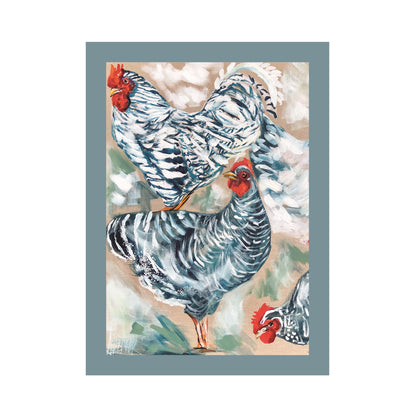Blue & White Chooks Tea Towel 50x70cm Tea Towel