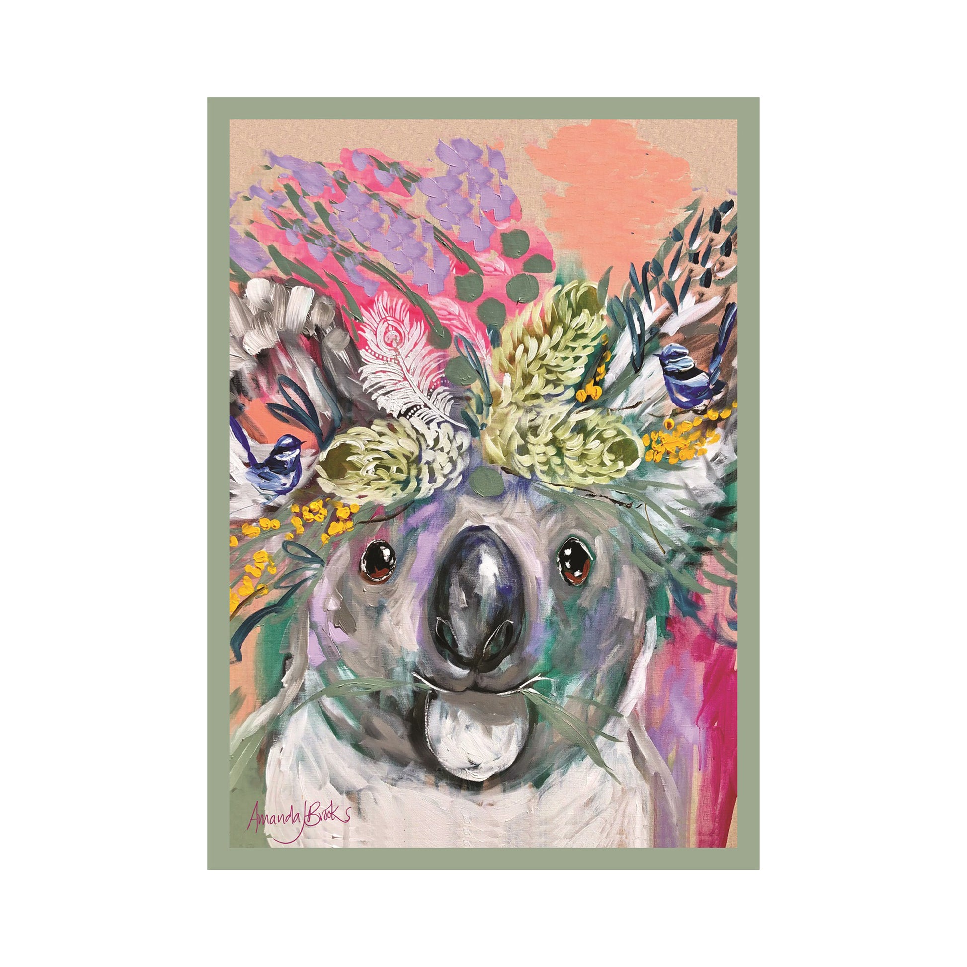 Koala & Blue Wren Tea Towel 50x70cm Tea Towel