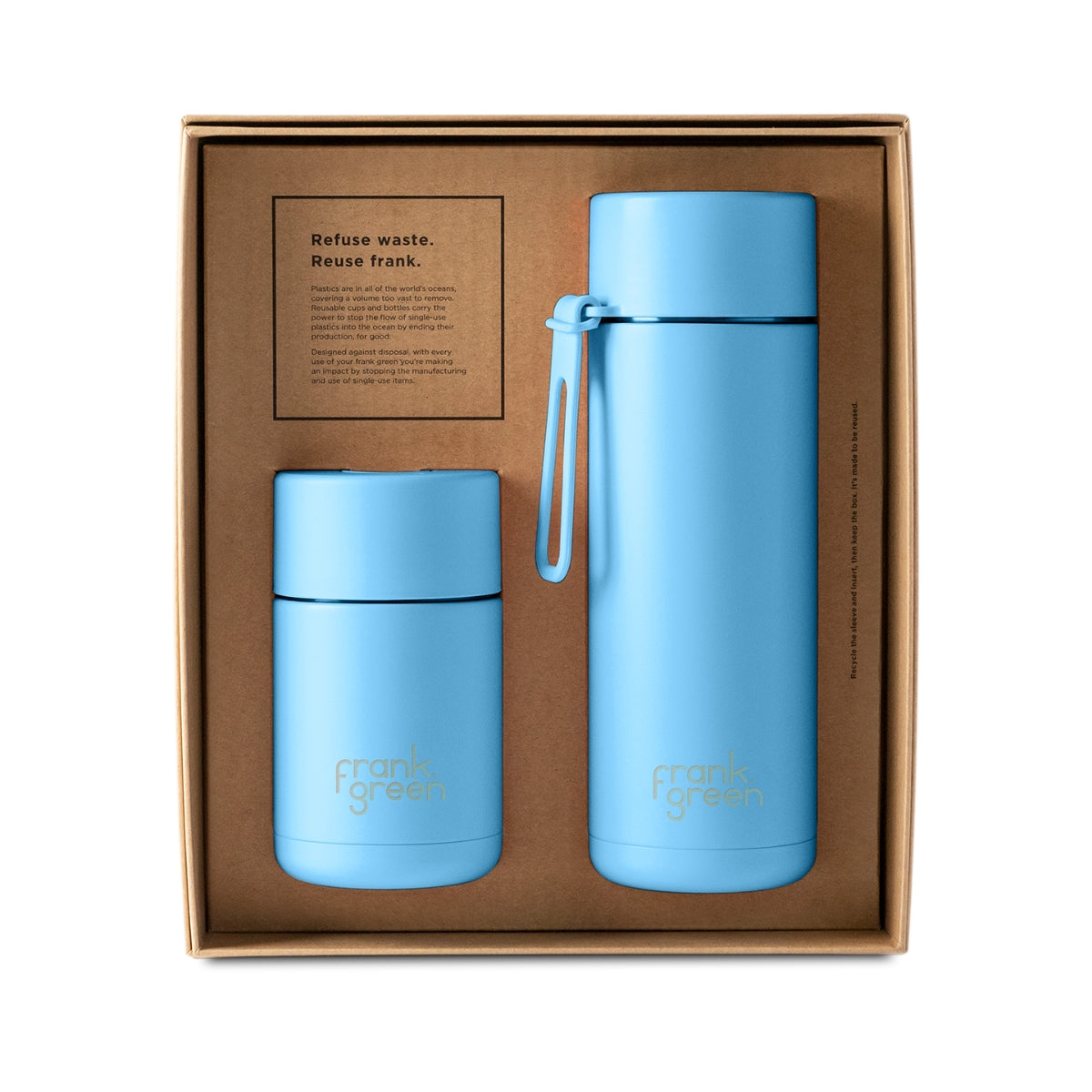 The Essentials Gift Set - 10oz Cup + 20oz Bottle Straw lid - Sky Blue