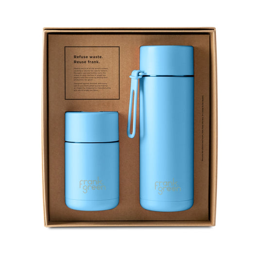 The Essentials Gift Set - 10oz Cup + 20oz Bottle Straw lid - Sky Blue