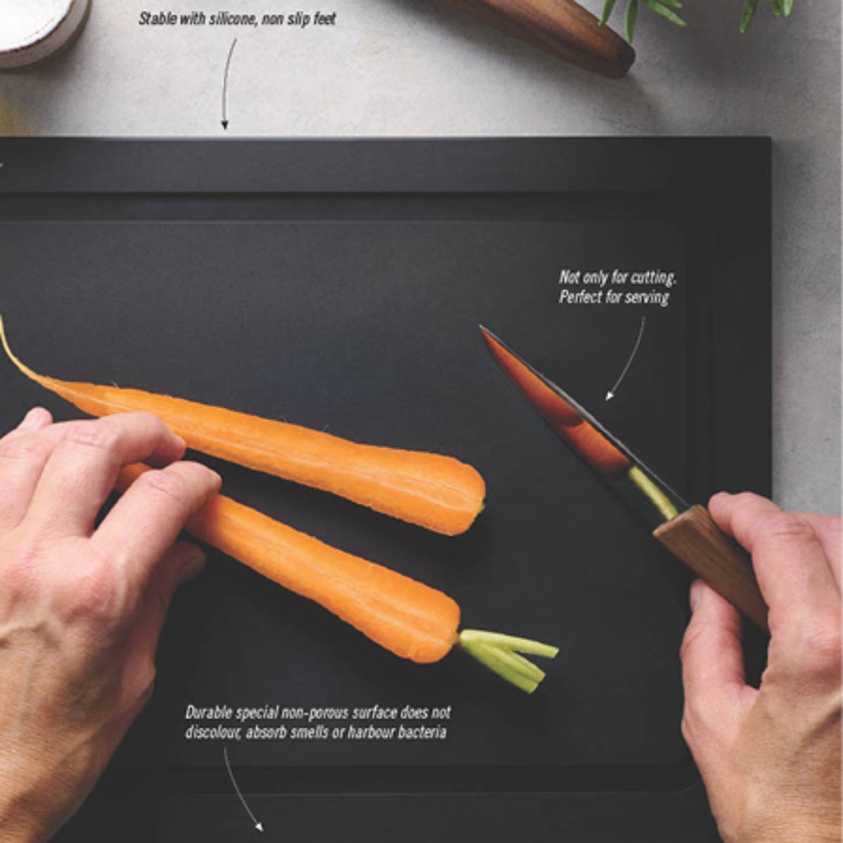 Woll Cut & Serve Board Black 35x25x0.7cm