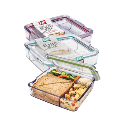 4 Compartment Clear Bento Box Assorted Colour Trim