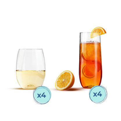 Rowdy Family Combination Pack 4 Wine 4 Champagne Pieces