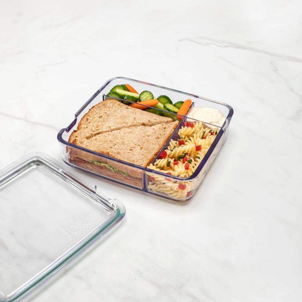 4 Compartment Clear Bento Box Assorted Colour Trim