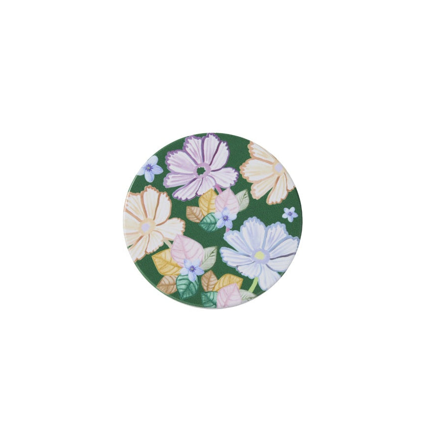 Poppy Love Ceramic Round Coaster 10cm Green