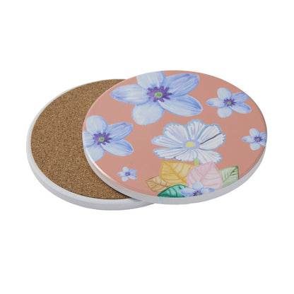 Poppy Love Ceramic Round Coaster 10cm Peach
