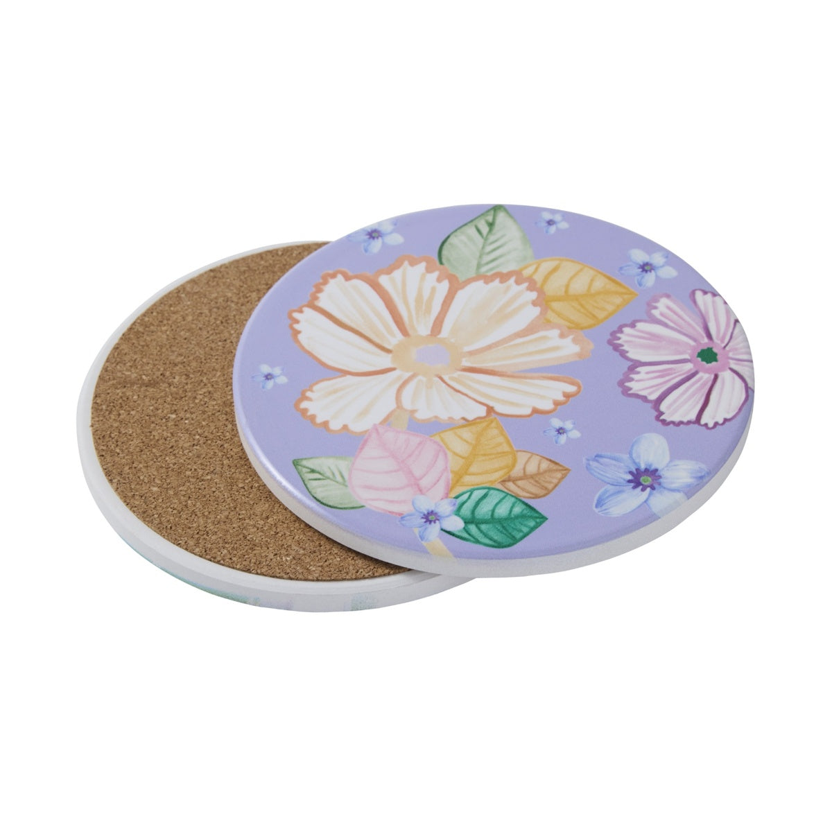 Poppy Love Ceramic Round Coaster 10cm Lilac