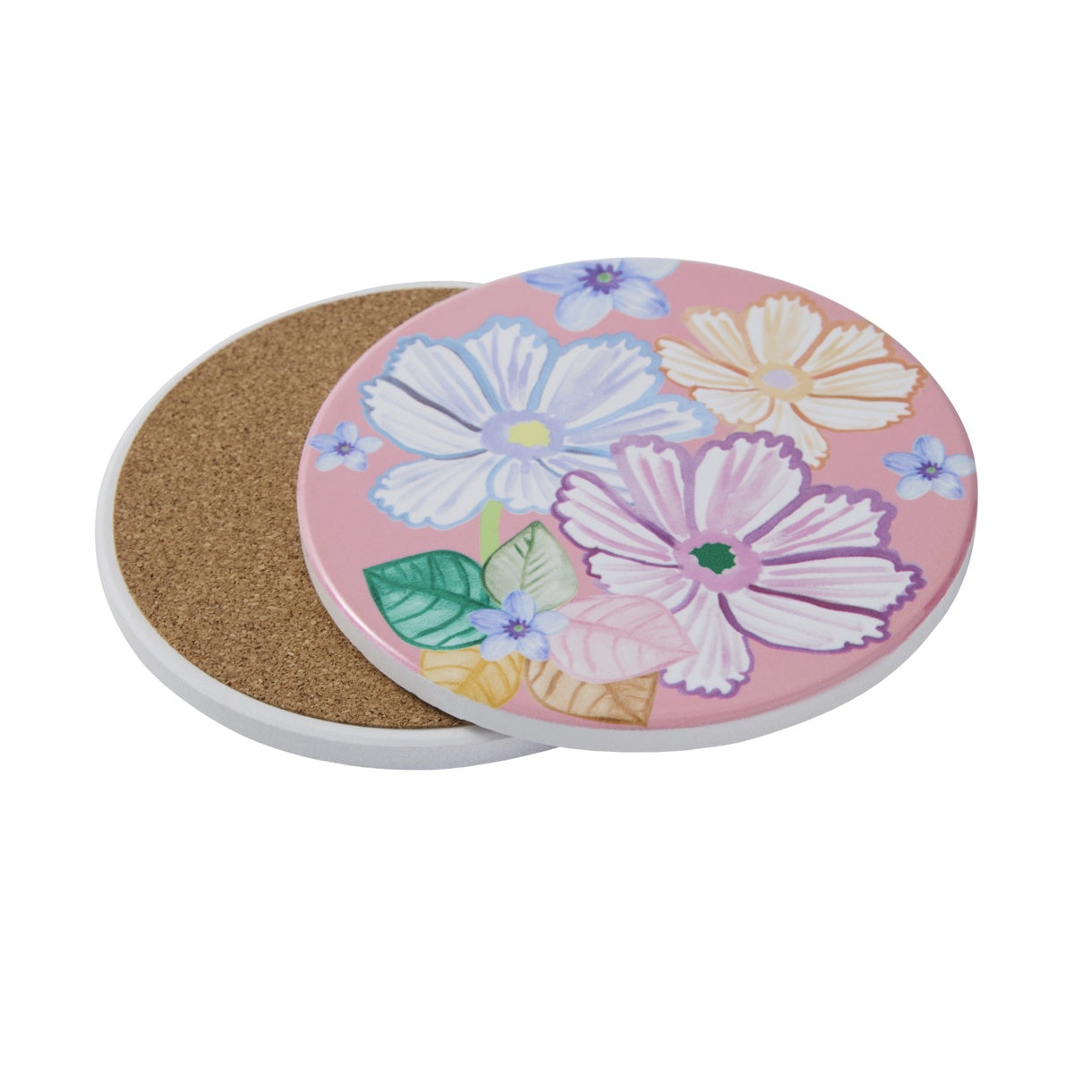 Poppy Love Ceramic Round Coaster 10cm Pink