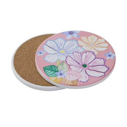 Poppy Love Ceramic Round Coaster 10cm Pink