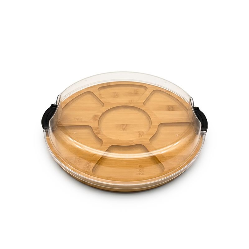 Round Bamboo Chip and Dip With PS Lid 35.5x35.5x8.5cm