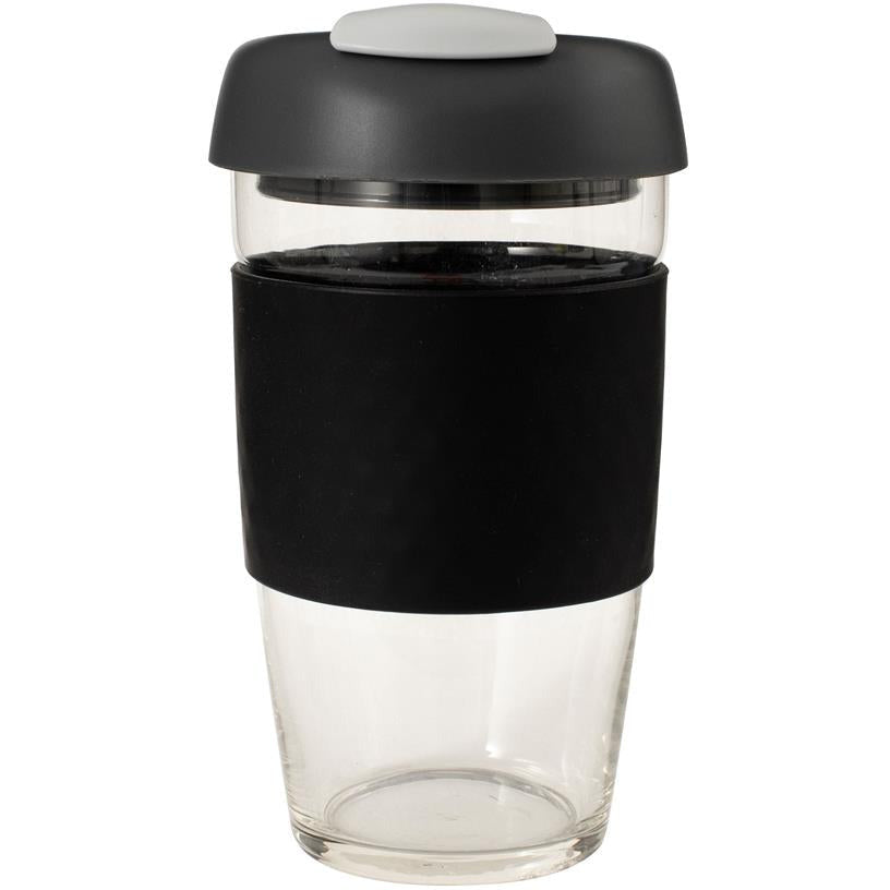 Avanti Glass Gocup Reusable Coffee Cup 473ml - Black/charcoal/grey