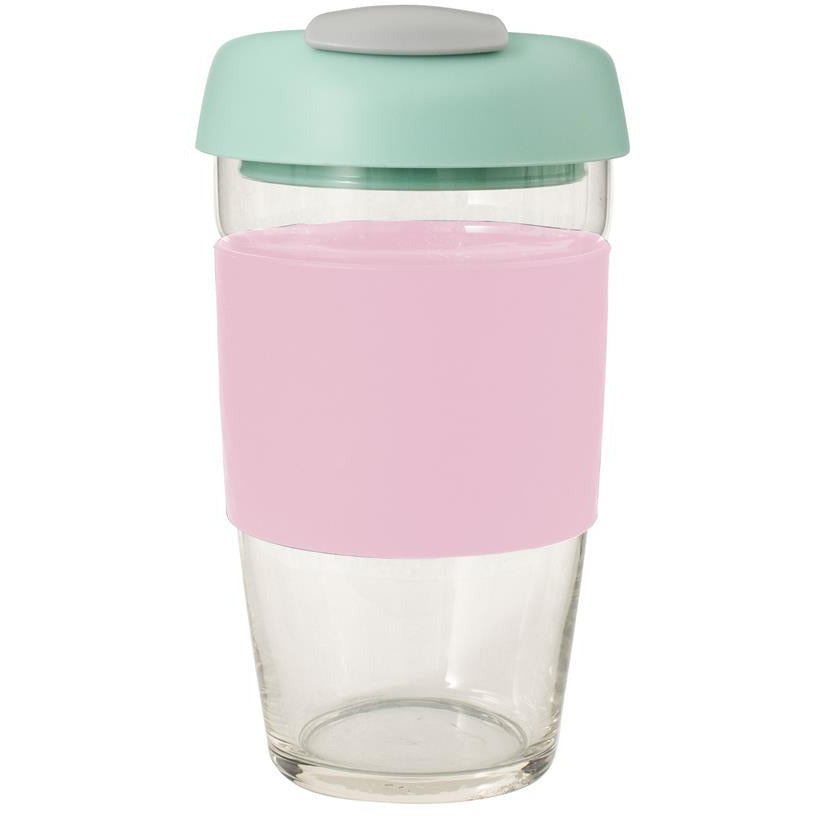 Glass Gocup Reusable Coffee Cup 473ml - Pink/mint/grey | Avanti | Matchbox