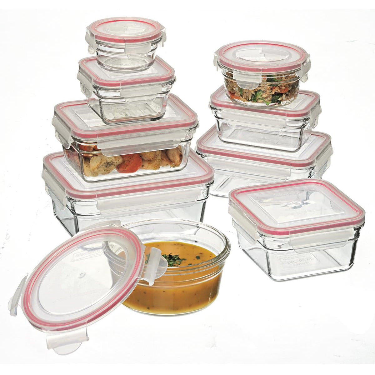 Glasslock Tempered Glass Oven Safe Food Containers - 9 Piece Set