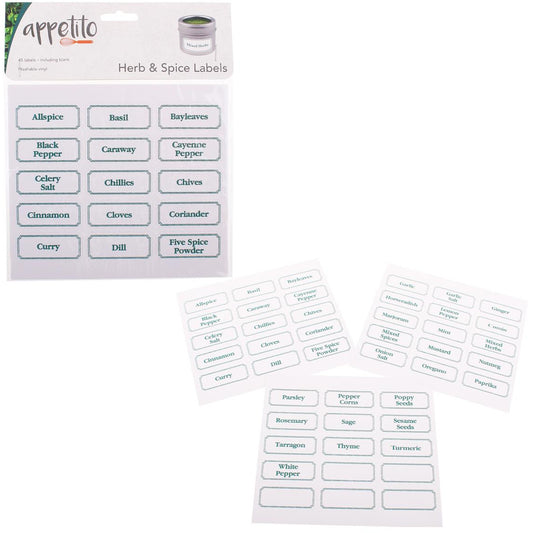 Appetito Herb & Spice Labels - Pack of 45