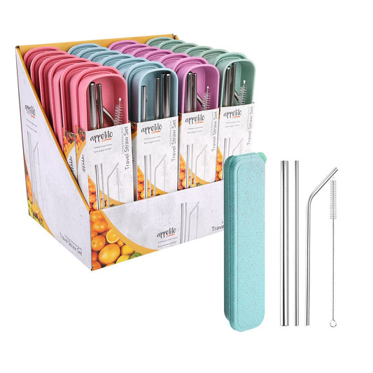 5 Piece Stainless Steel Straw Set With Case
