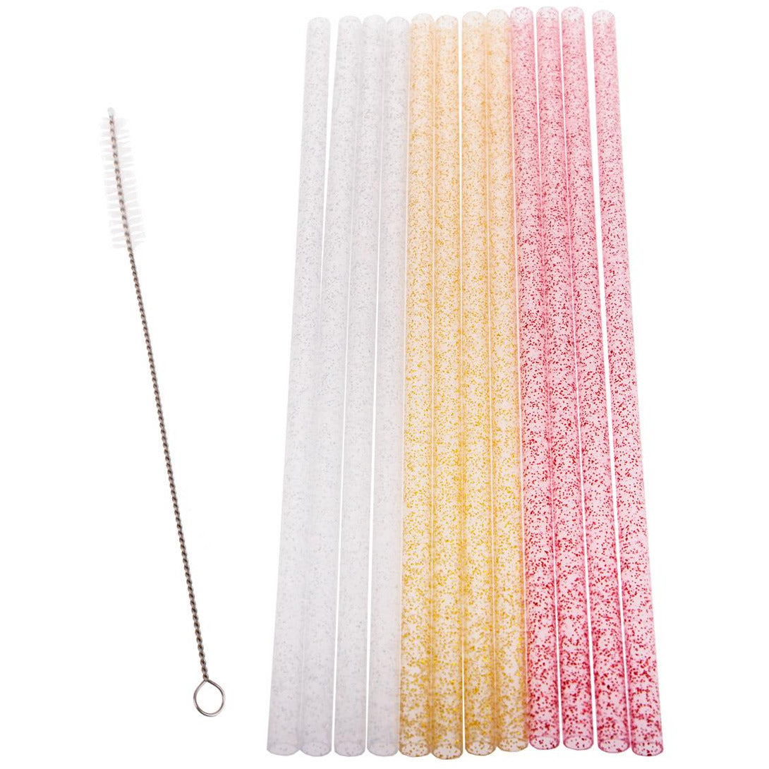 Appetitio Reusable Party Straws Pack 24 with Brush - Sparkle 25cm