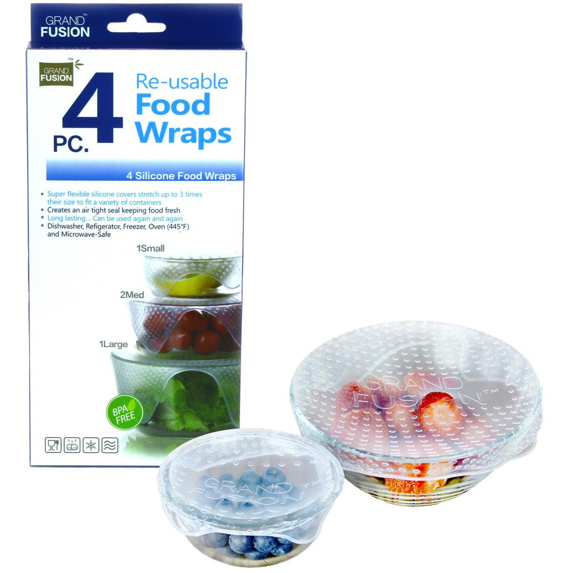 Grand Fusion Silicone Food Wraps - Set of 4