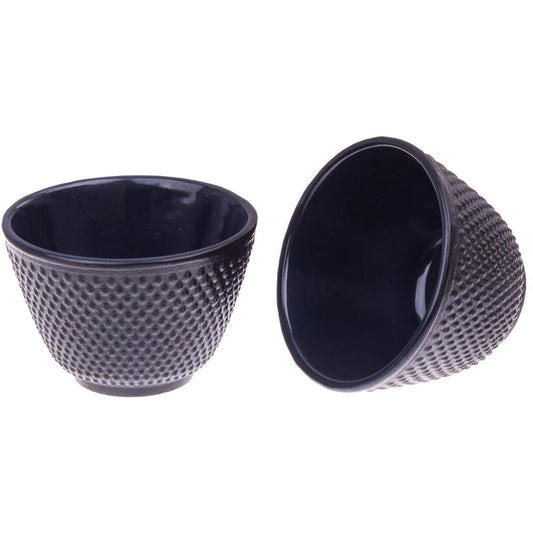 Teaology Cast Iron Tea Cup 120ml - Set of 2 - Fine Hobnail Black