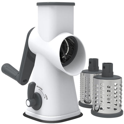 Appetito 3 Blade Drum Grater W/ Lockable Suction Base (White/Grey)