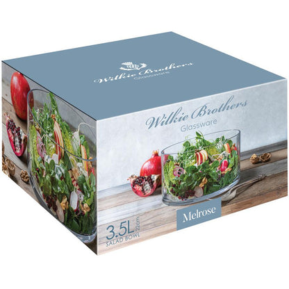 Wilkie Brothers Melrose Salad Bowl 22cm x 12cm Glass - Gift Boxed