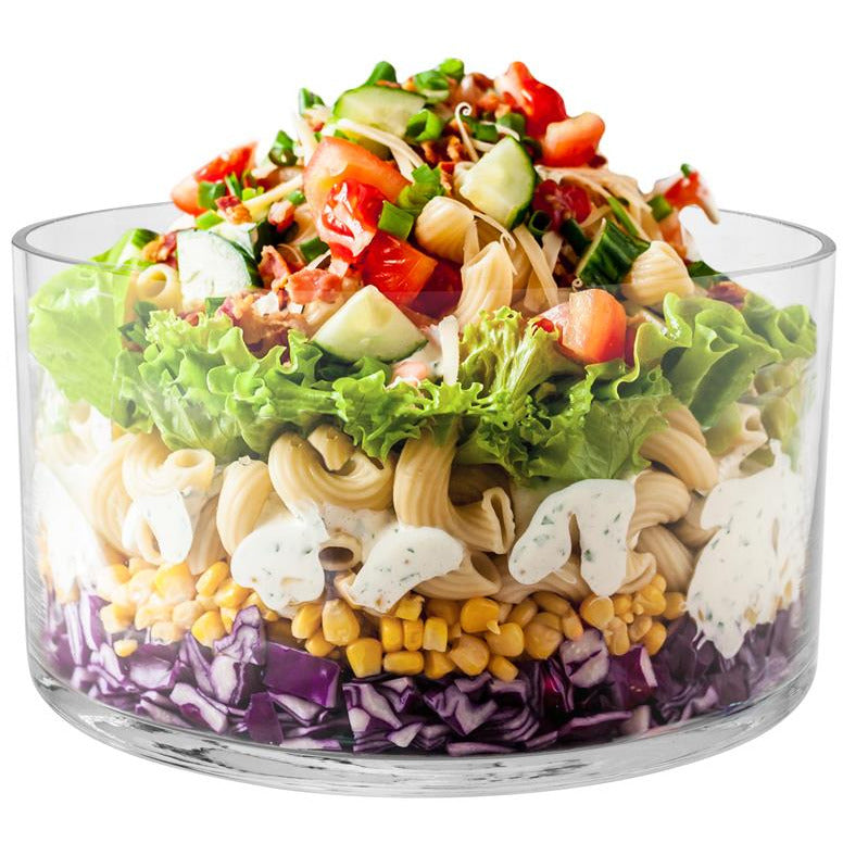 Wilkie Brothers Melrose Salad Bowl 22cm x 12cm Glass - With Salad