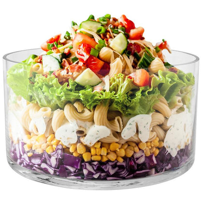 Wilkie Brothers Melrose Salad Bowl 22cm x 12cm Glass - With Salad