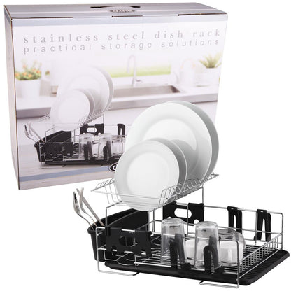 d.Line Stainless Steel 2 Tier Dish Rack With Draining Board