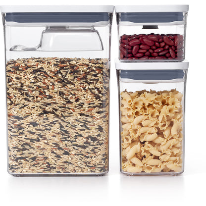 Oxo Pop 3-Piece Rectangle Set With Scoop