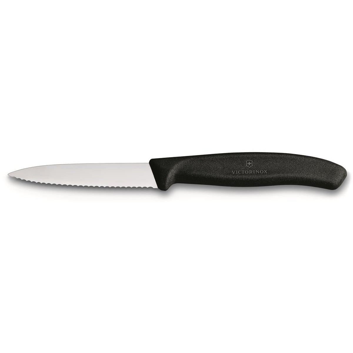 Victorinox Paring Knife Wavy Edge Pointed Tip 8cm - Black