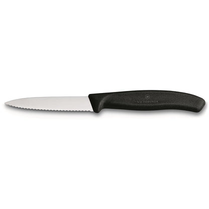 Victorinox Paring Knife Wavy Edge Pointed Tip 8cm - Black