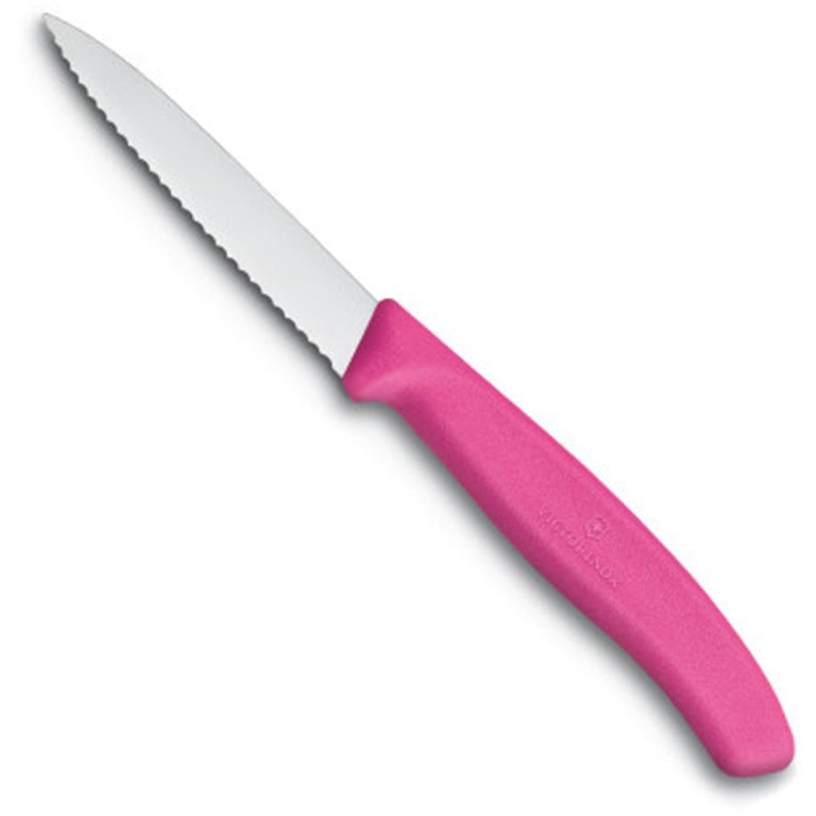 Victorinox 8cm Paring Knife Wavy Edge Pointed Tip - Pink