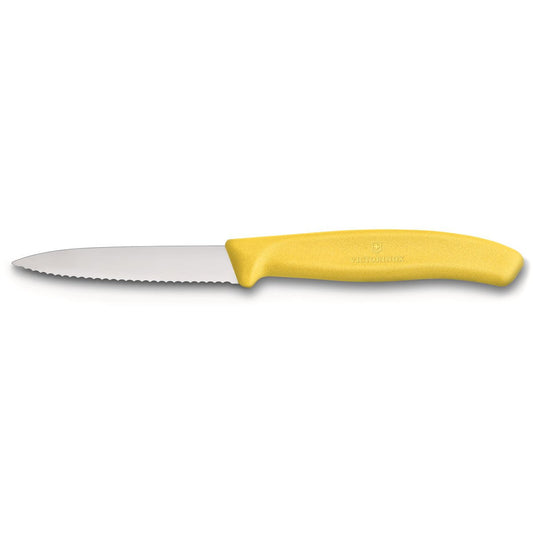 Victorinox 8cm Paring Knife Wavy Edge Pointed Tip - Yellow