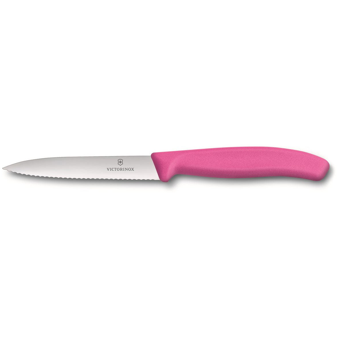 Victorinox 10cm Paring Knife Wavy Edge Pointed Tip - Pink