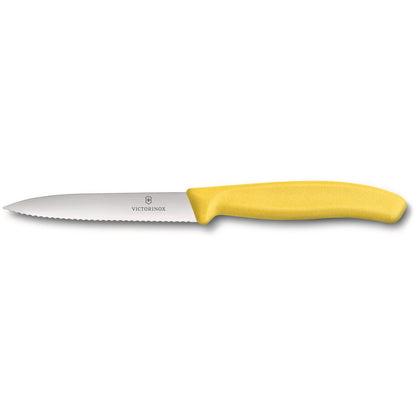 Victorinox 10cm Paring Knife Wavy Edge Pointed Tip - Yellow