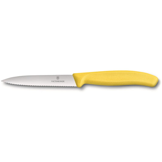 Victorinox 10cm Paring Knife Wavy Edge Pointed Tip - Yellow
