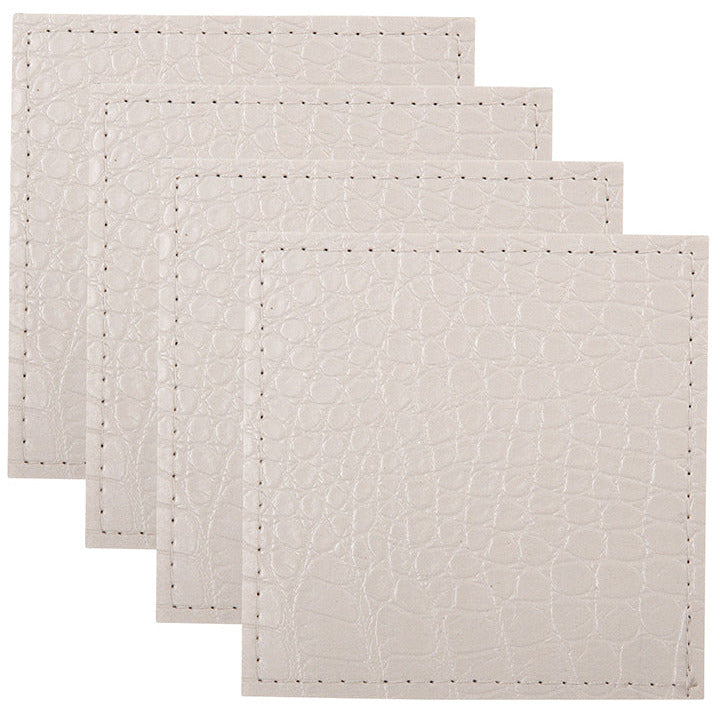 Maxwell and Williams Table Accents Leather Look Alligator Coaster 10x10cm Set of 4 White