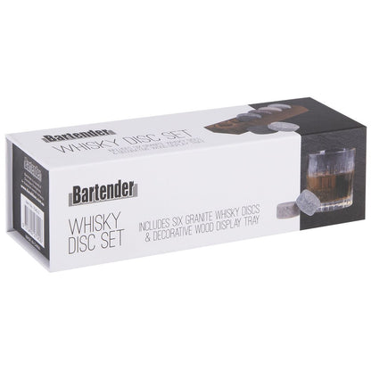 Bartender Whisky Disc Set 6 with Wood Base