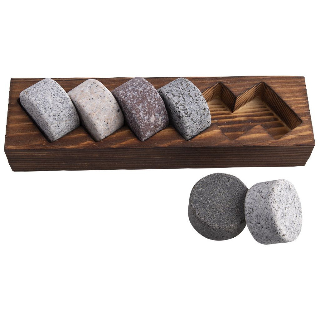 Bartender Whisky Disc Set 6 with Wood Base