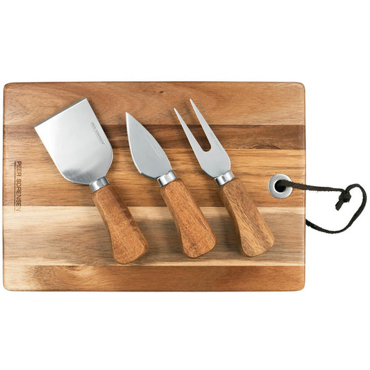 Peer Sorensen Rectangle Cheese Board with 3 Knives Acacia