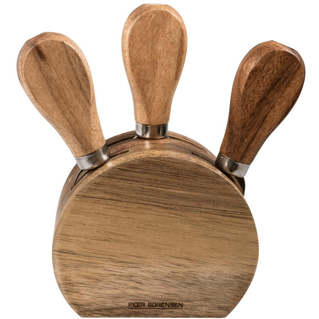Peer Sorensen 3 Cheese Knives + Block Acacia