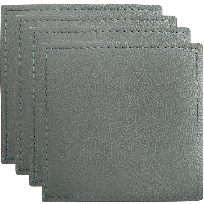 Table Accents Leather Look Cowhide Coaster 10x10cm Set of 4 Grey| MW ...