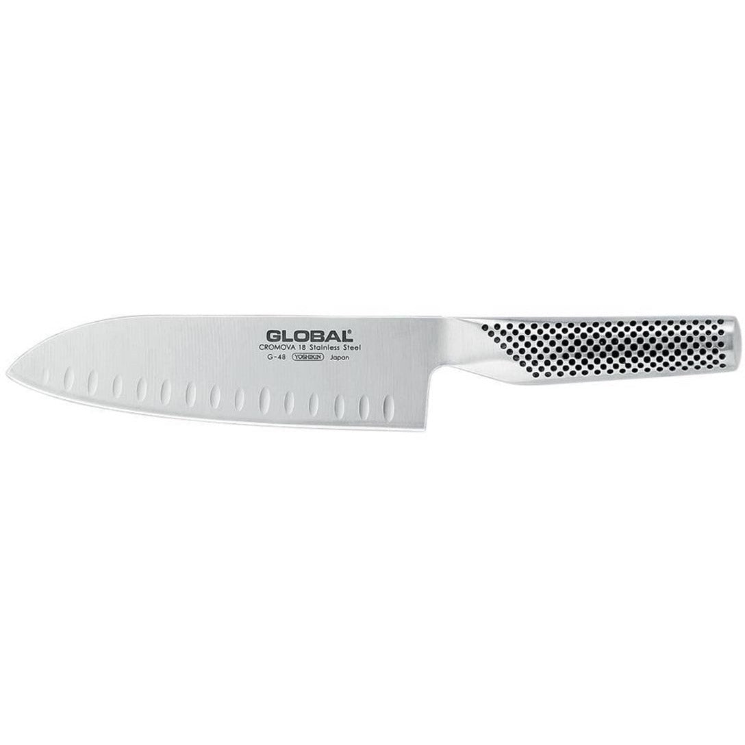 Global 18cm Santoku Knife with Granton Edge