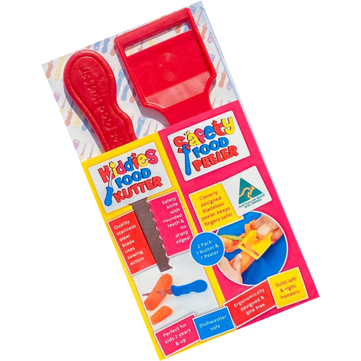 Kiddies Food Kutter Kiddies Food Kutter and Safety Food Peeler Twin Pack Red