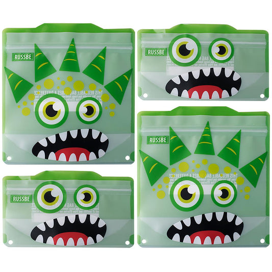 Russbe Snack/Sandwich Bags Set Of 4 - Green Monster