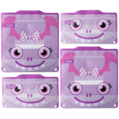 Russbe Snack/Sandwich Bags Set Of 4 - Purple Monster