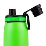 Oasis Insulated Sports Bottle Screw Cap 780ml Neon Green | Lid open close up