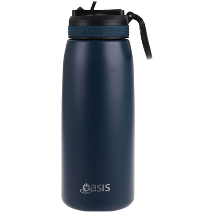 Oasis Insulated Sports Bottle Sipper Straw 780ml Stainless Steel Double Wall - Navy