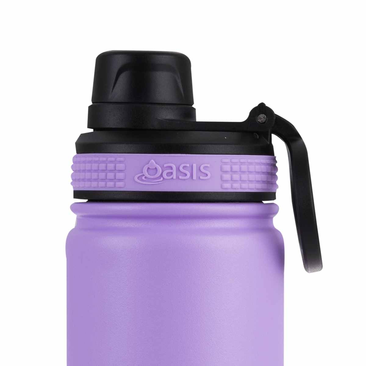 Oasis Insualted Challenger Bottle with Screw Cap 550ml Lavender - Close up Lid
