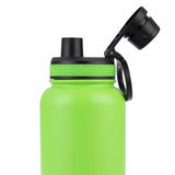 Oasis Insualted Challenger Bottle with Screw Cap 1.1L Neon Green | Close up lid open