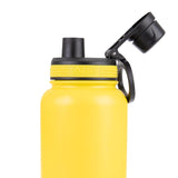 Oasis Insulated Bottle with Screw Cap 1.1L Neon Yellow | Lid open close up